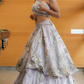 Onion Colour Organza Layers Lehenga With One Shoulder Blouse