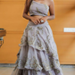 Onion Colour Organza Layers Lehenga With One Shoulder Blouse