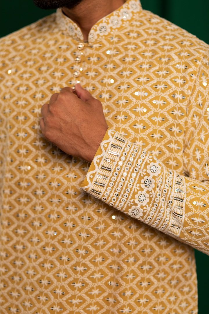 Yellow Forest Sequin Kurta