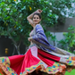 Red Lehenga With Pink blouse & Purple Silk Dupatta