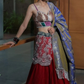 Red Lehenga With Pink blouse & Purple Silk Dupatta