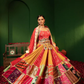 Devi Laal Peela Rang Lehenga Choli with Dupatta in Rayon Silk & Cotton Satin