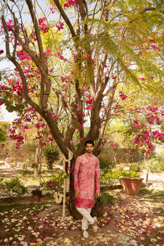 Vibrant Deep Pink Batik Kurta