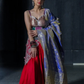 Red Lehenga With Pink blouse & Purple Silk Dupatta