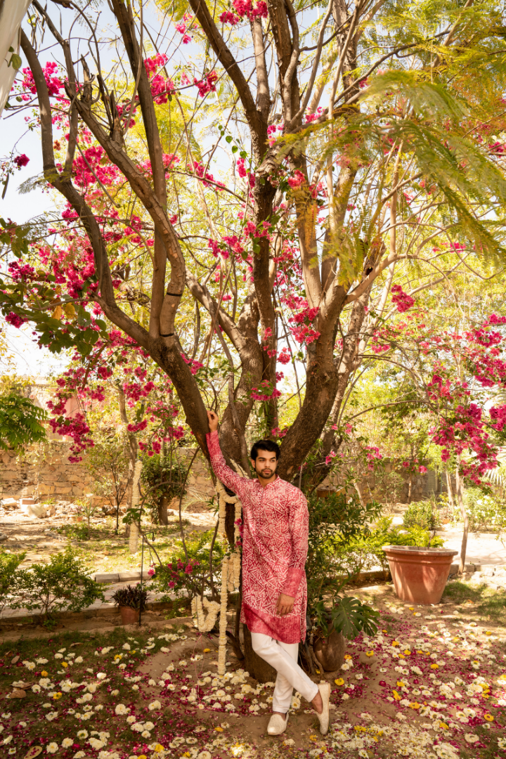 Vibrant Deep Pink Batik Kurta