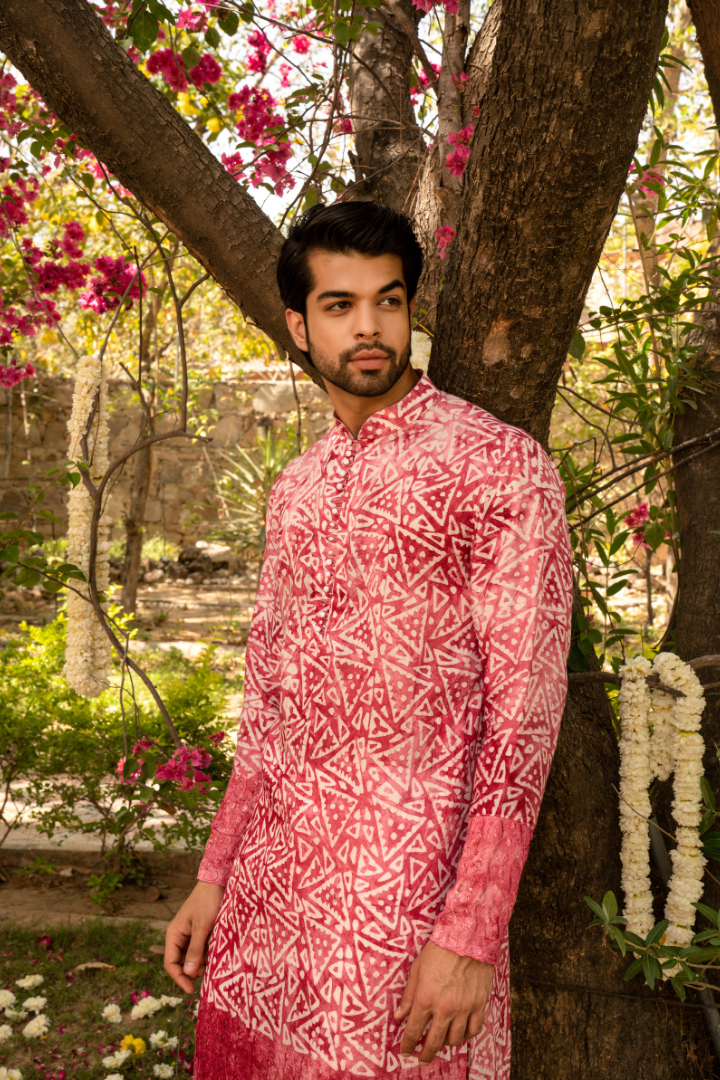 Vibrant Deep Pink Batik Kurta