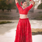 Red Net Sequence Embroidery Lehenga