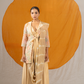 Beige Draping Palazzo Set with Organza Jacket and Dupatta