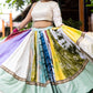 Multicolor Silk Lehenga with Golden Sequin Blouse and Dupatta