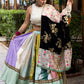 Multicolor Silk Lehenga with Golden Sequin Blouse and Dupatta