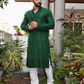 Green Self-Embroidered Kurta with Sequence