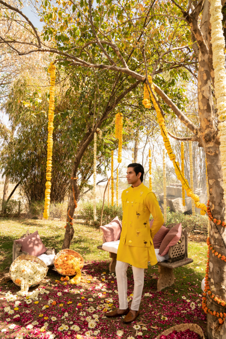 Radiant Golden Rod Bandi Kurta Set