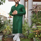 Green Self-Embroidered Kurta with Sequence