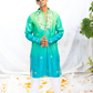 Green Shaded Silk Kurta with Elegant Mirror Yoke