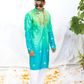 Green Shaded Silk Kurta with Elegant Mirror Yoke