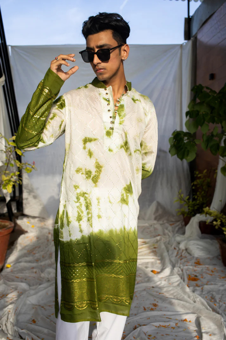 Stylish Green Batik Kurta