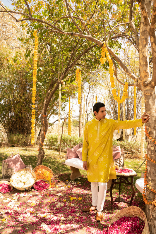 Radiant Golden Rod Bandi Kurta Set