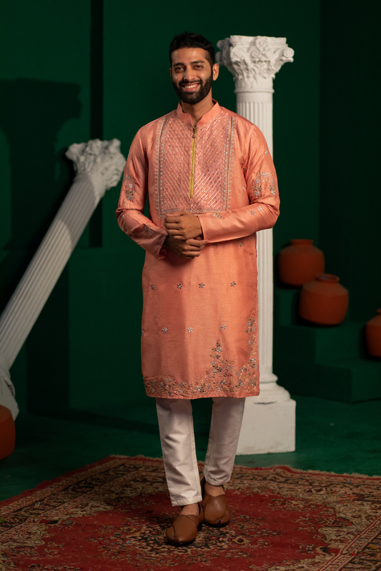 Pink Charlotte Multi-Embroidered Kurta