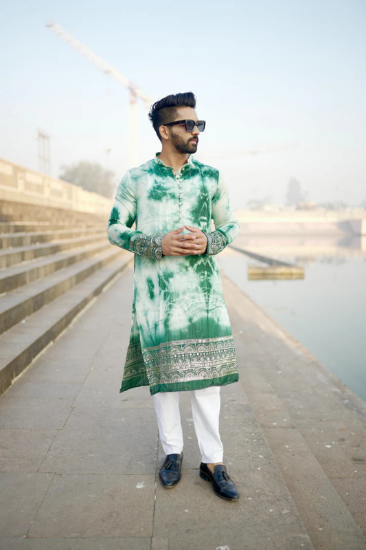 Handicraft Green Tie-Dye Kurta