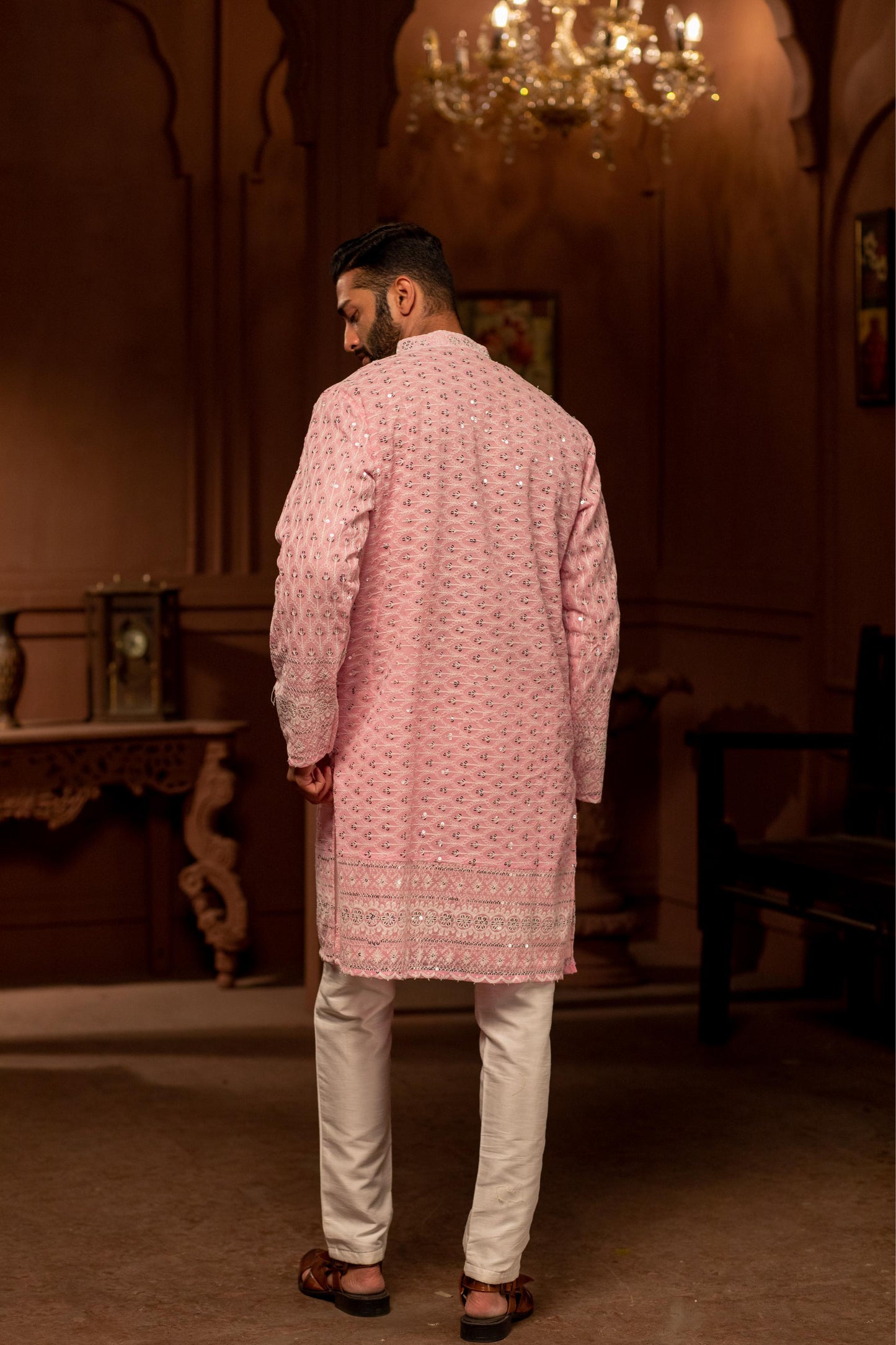 Baby Pink Chander Kurta