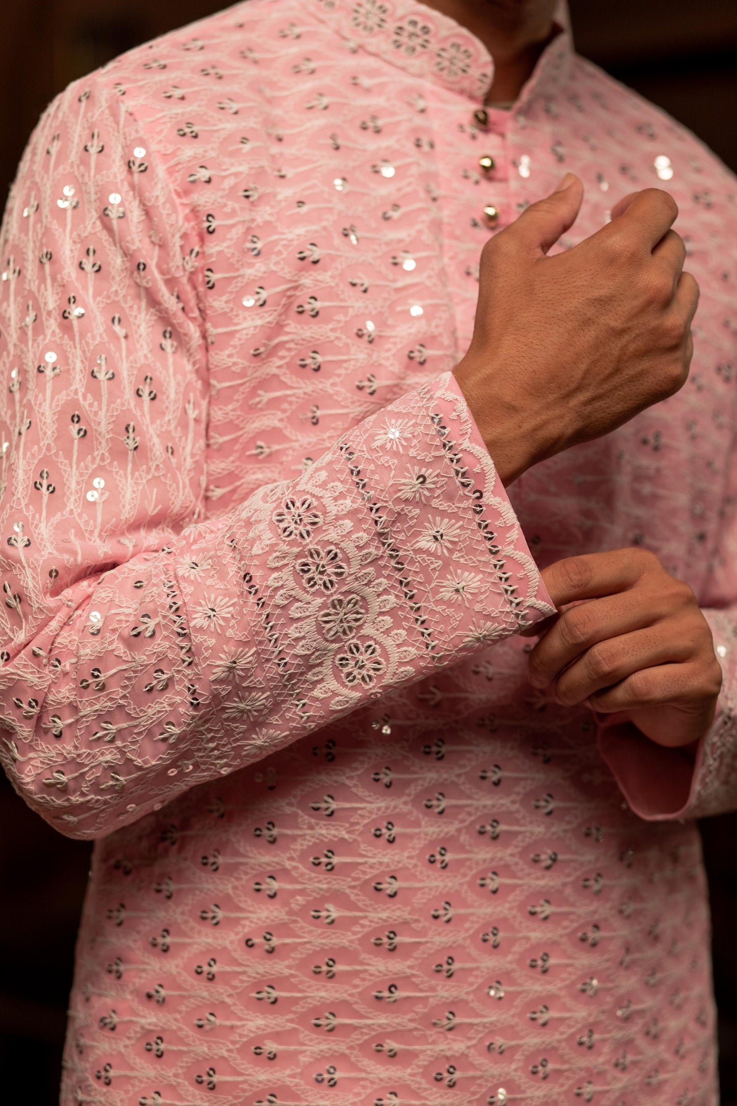 Baby Pink Chander Kurta