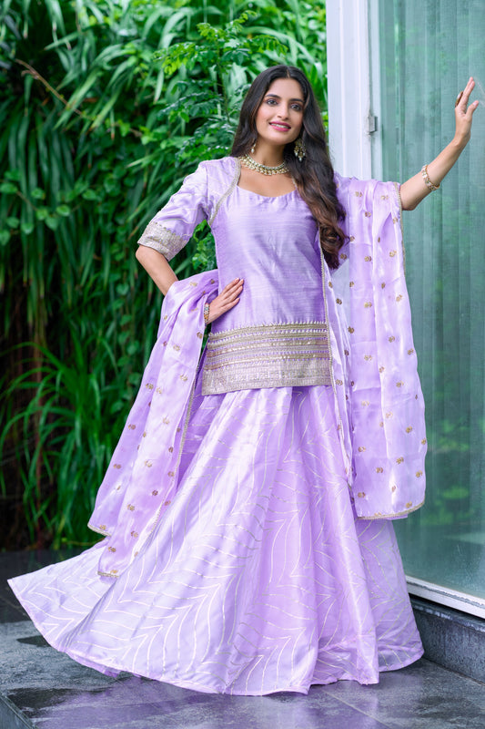 Odette Purple Gota Lehanga