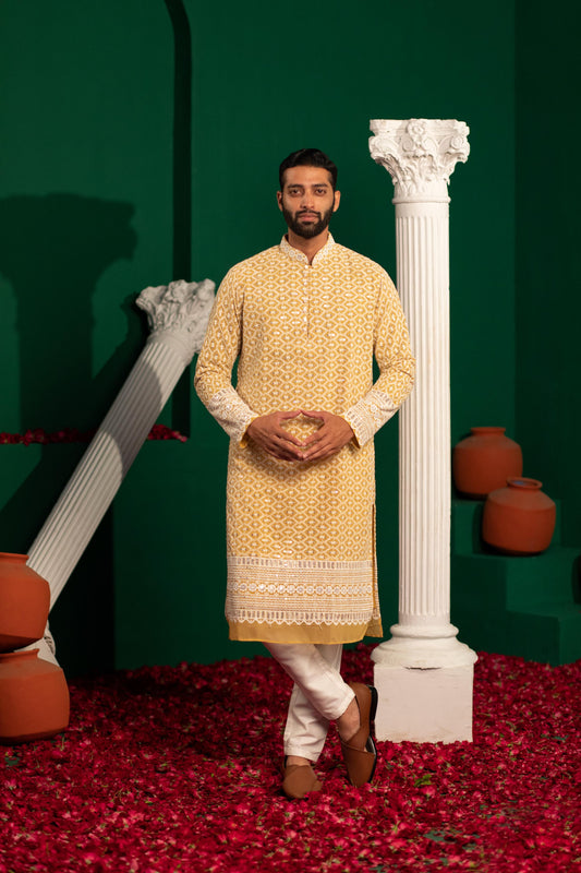 Yellow Forest Sequin Kurta