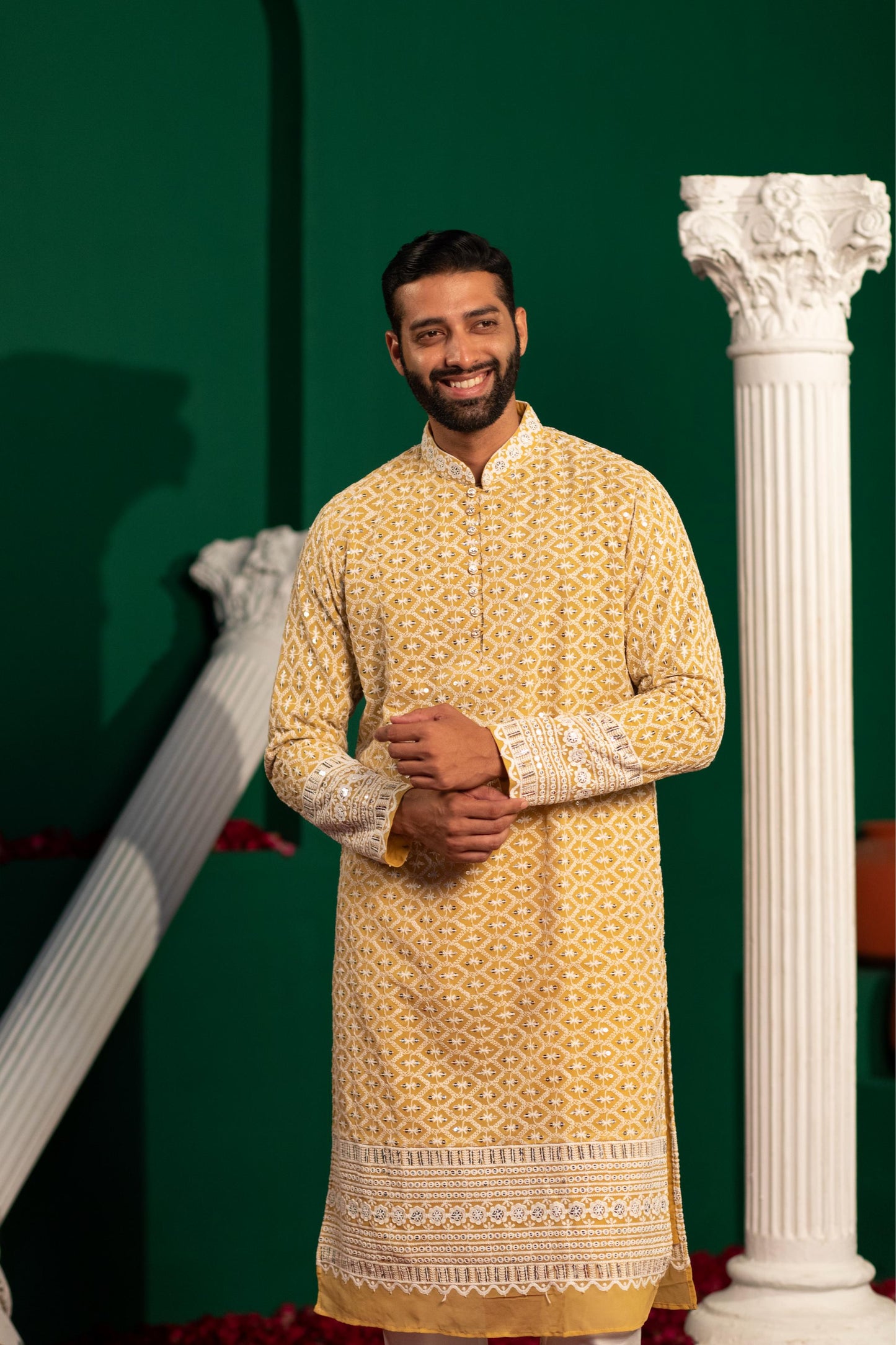 Yellow Forest Sequin Kurta