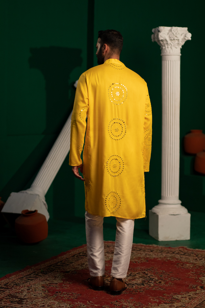 Fire Gold Mirror Foil Kurta