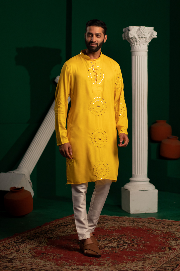 Fire Gold Mirror Foil Kurta