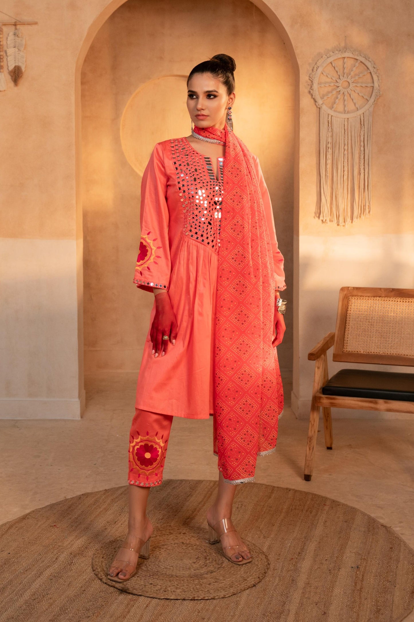 Tammanna - Blush Peach Mirror Kurta Pant