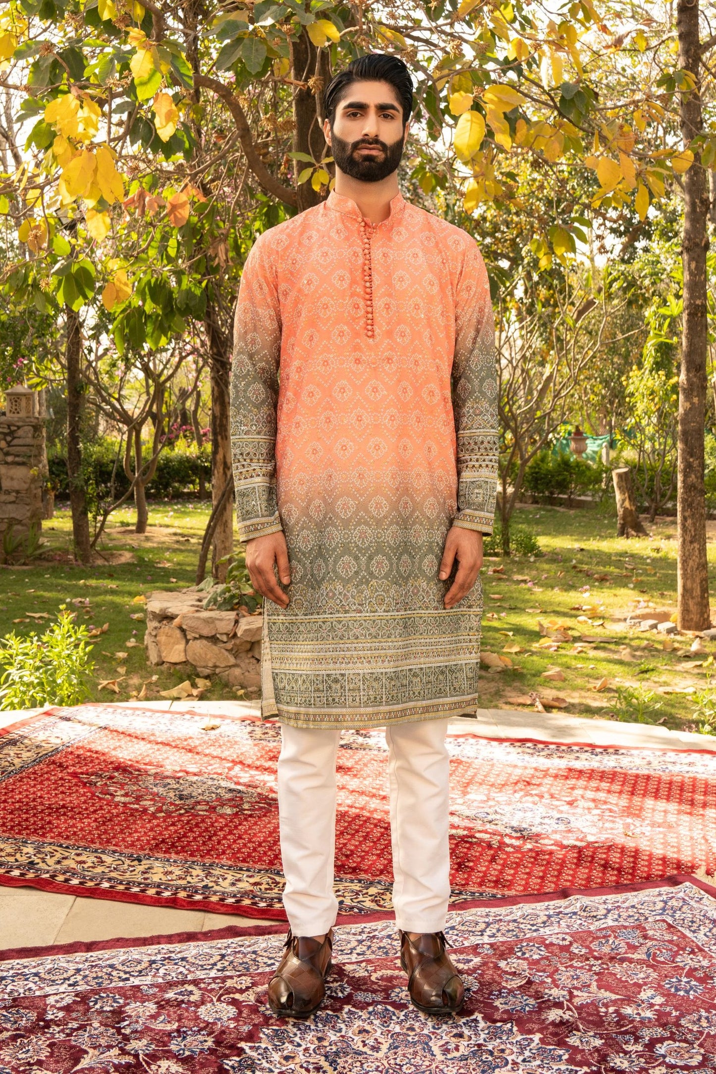 Elegant Pumpkin Shaded Kurta