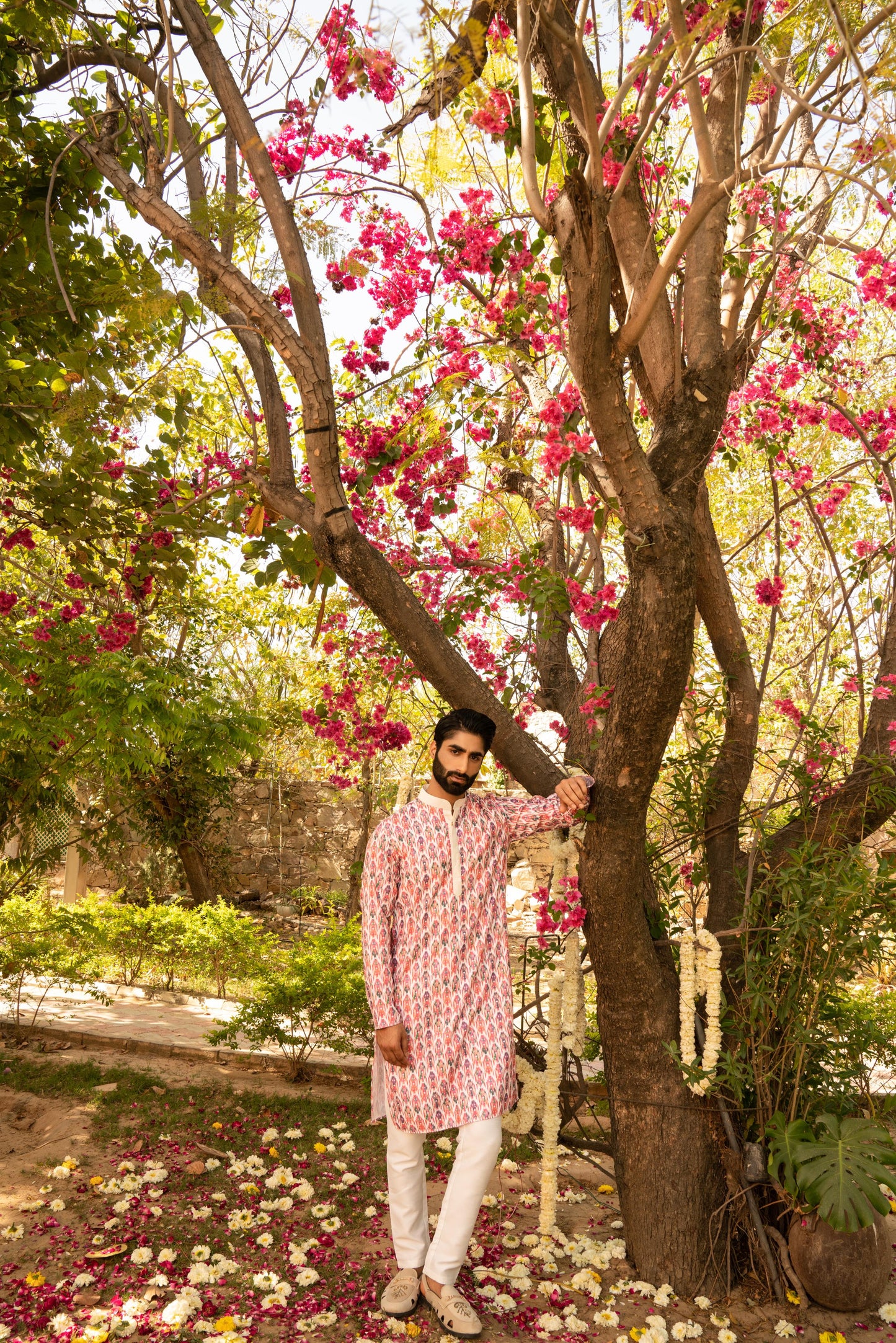 Vibrant Coral Pink Digital Print Kurta