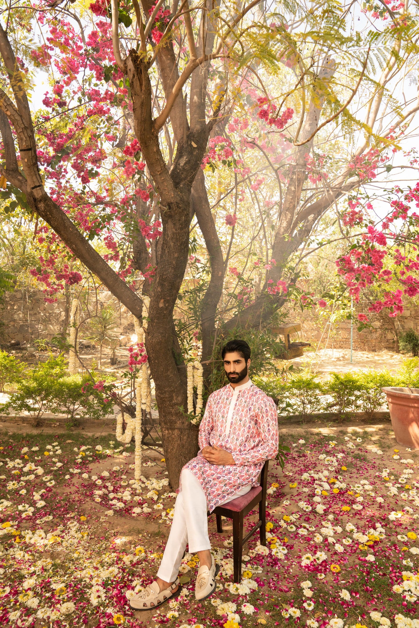 Vibrant Coral Pink Digital Print Kurta