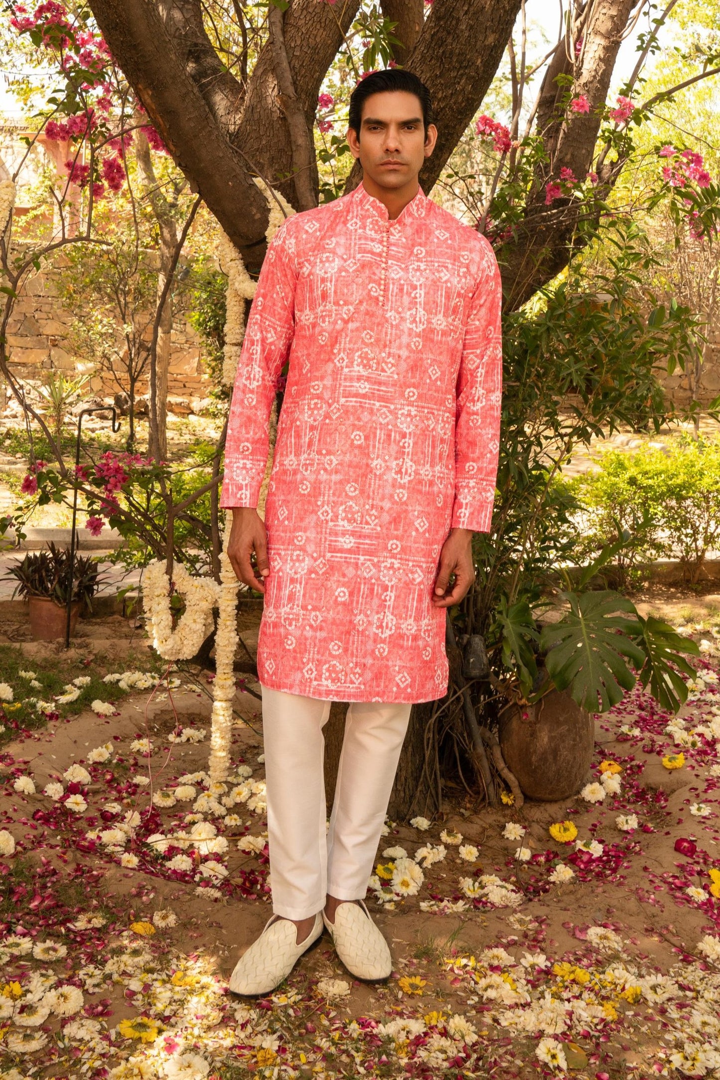 Dreamy Flamingo Peach Printed Kurta