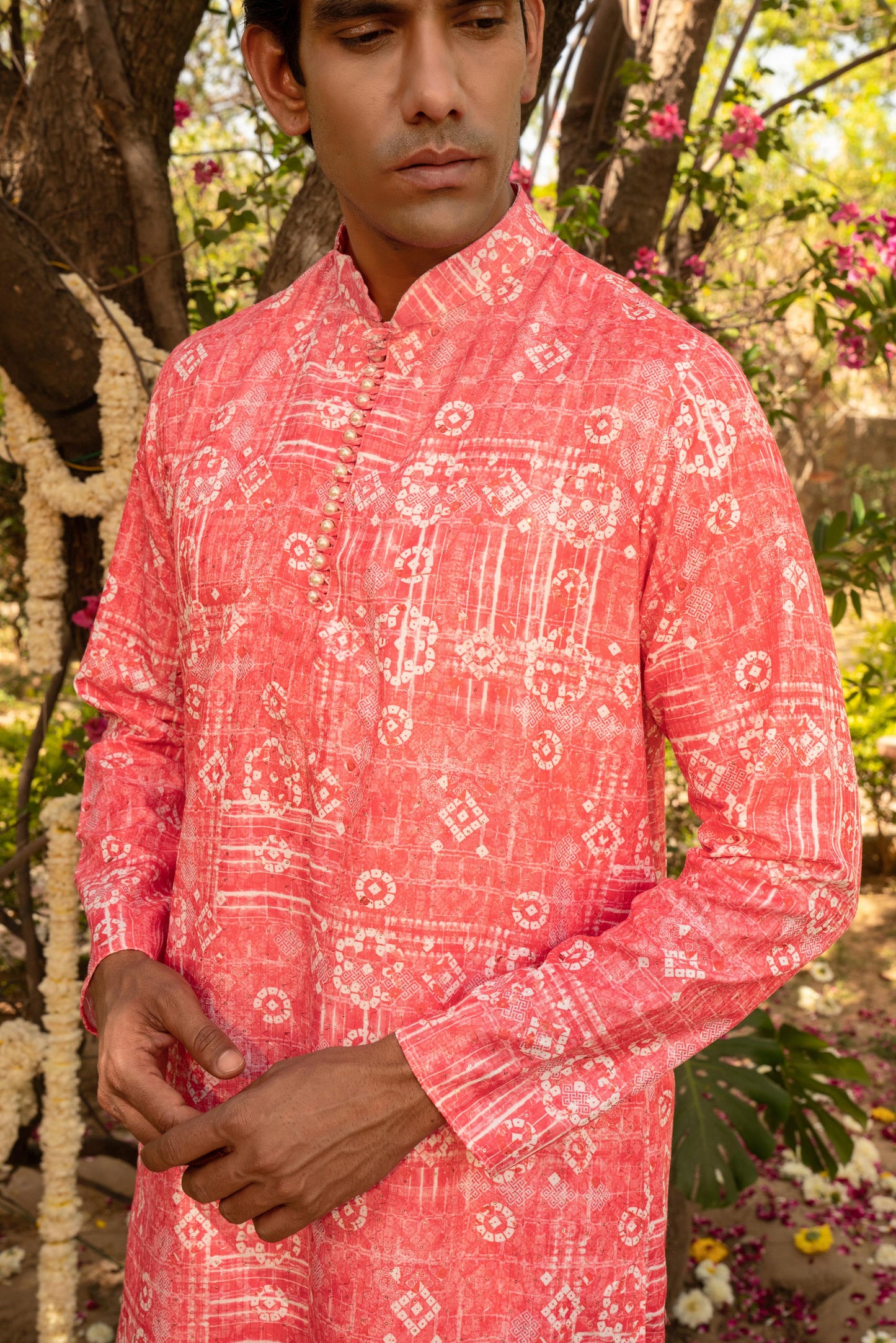 Dreamy Flamingo Peach Printed Kurta