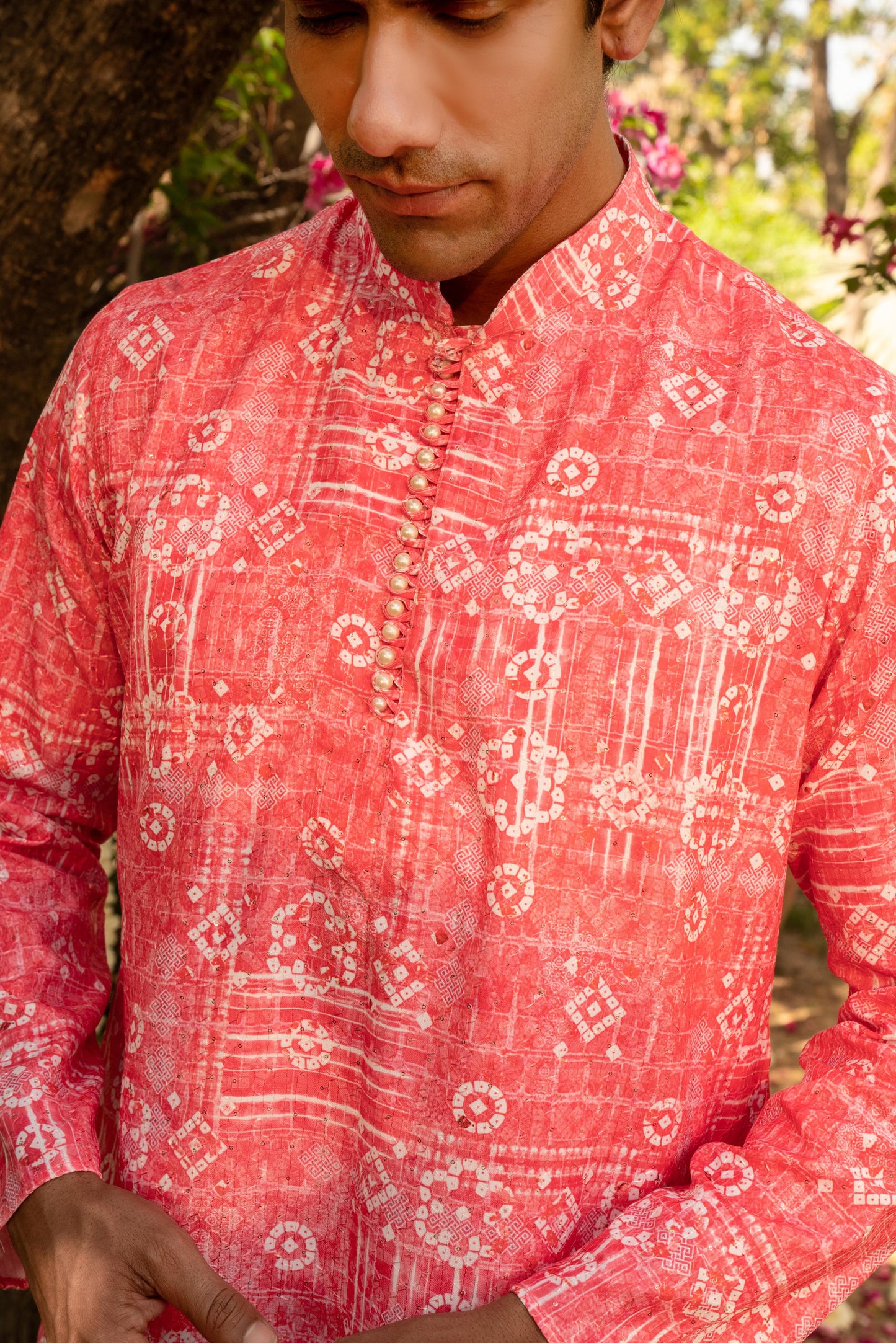 Dreamy Flamingo Peach Printed Kurta