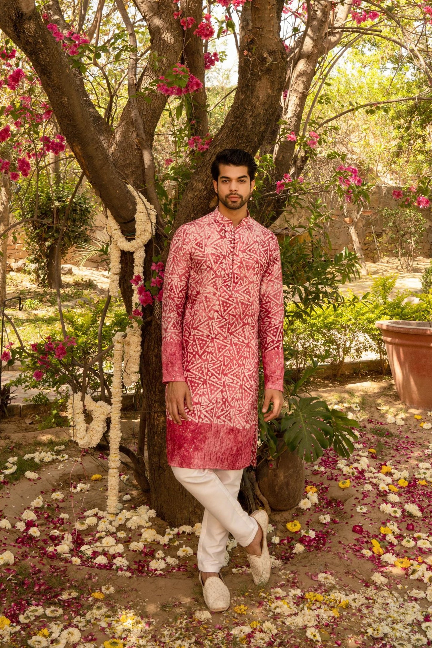 Vibrant Deep Pink Batik Kurta