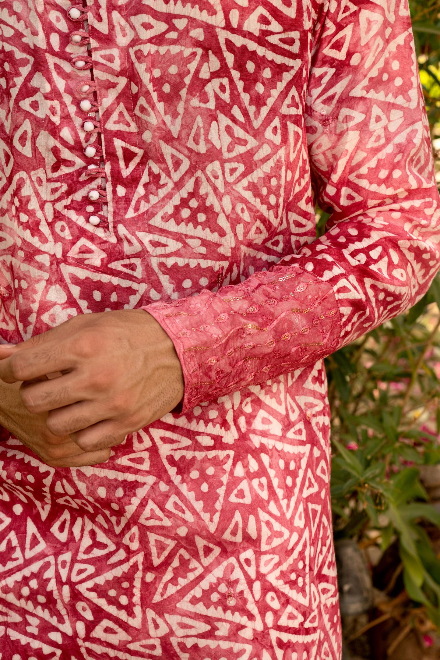 Vibrant Deep Pink Batik Kurta