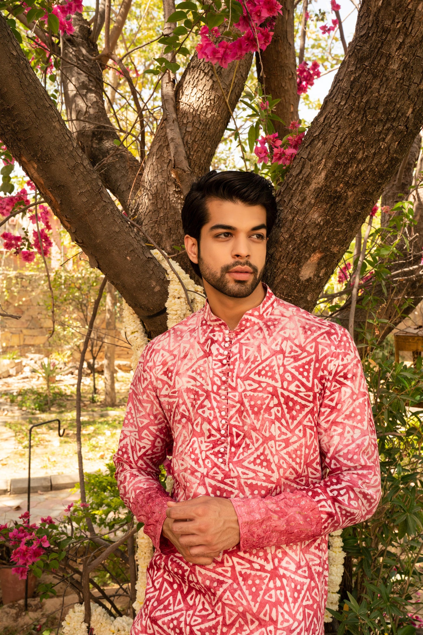 Vibrant Deep Pink Batik Kurta