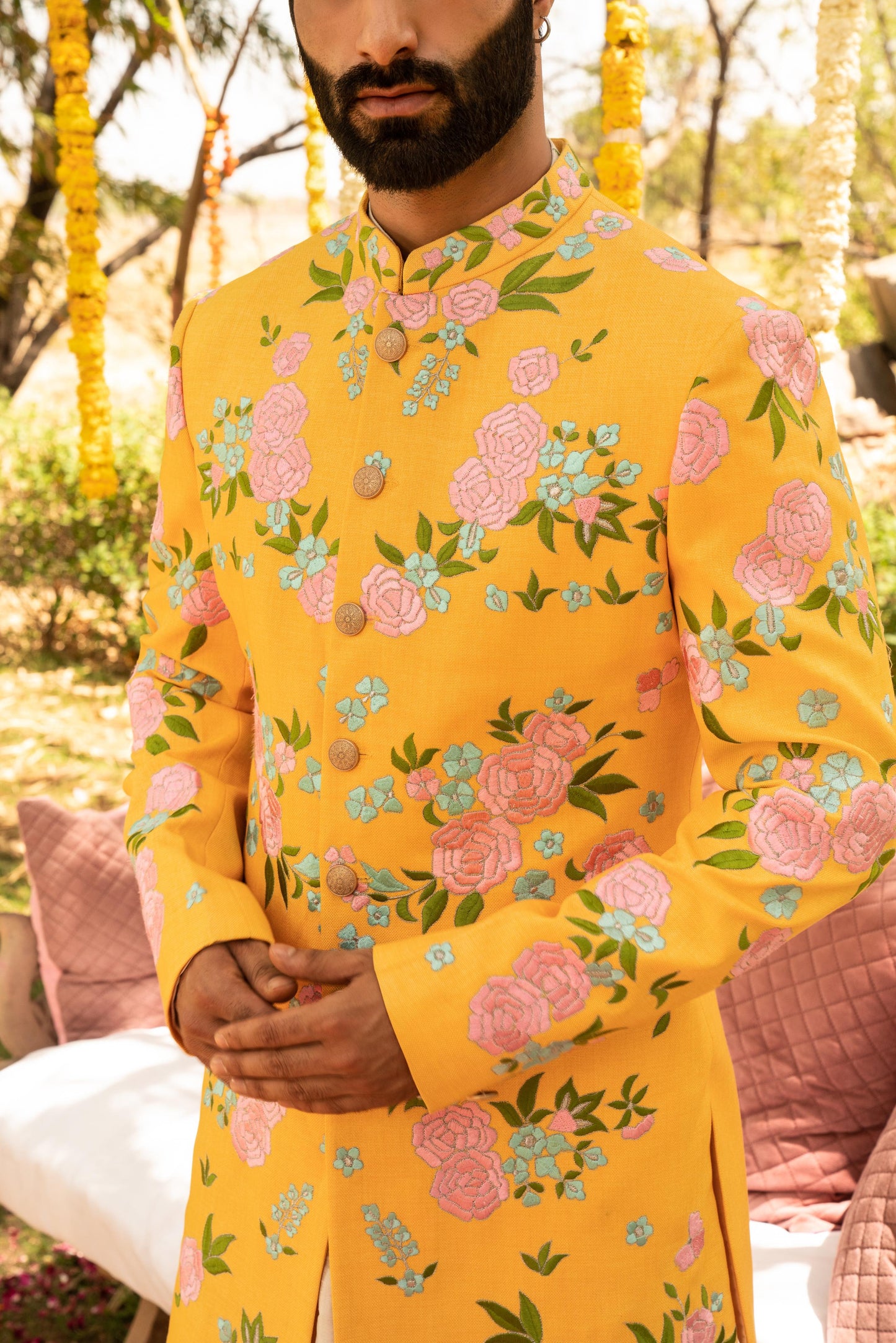 Whimsical Dandelion Pineapple Indowestern Kurta Set