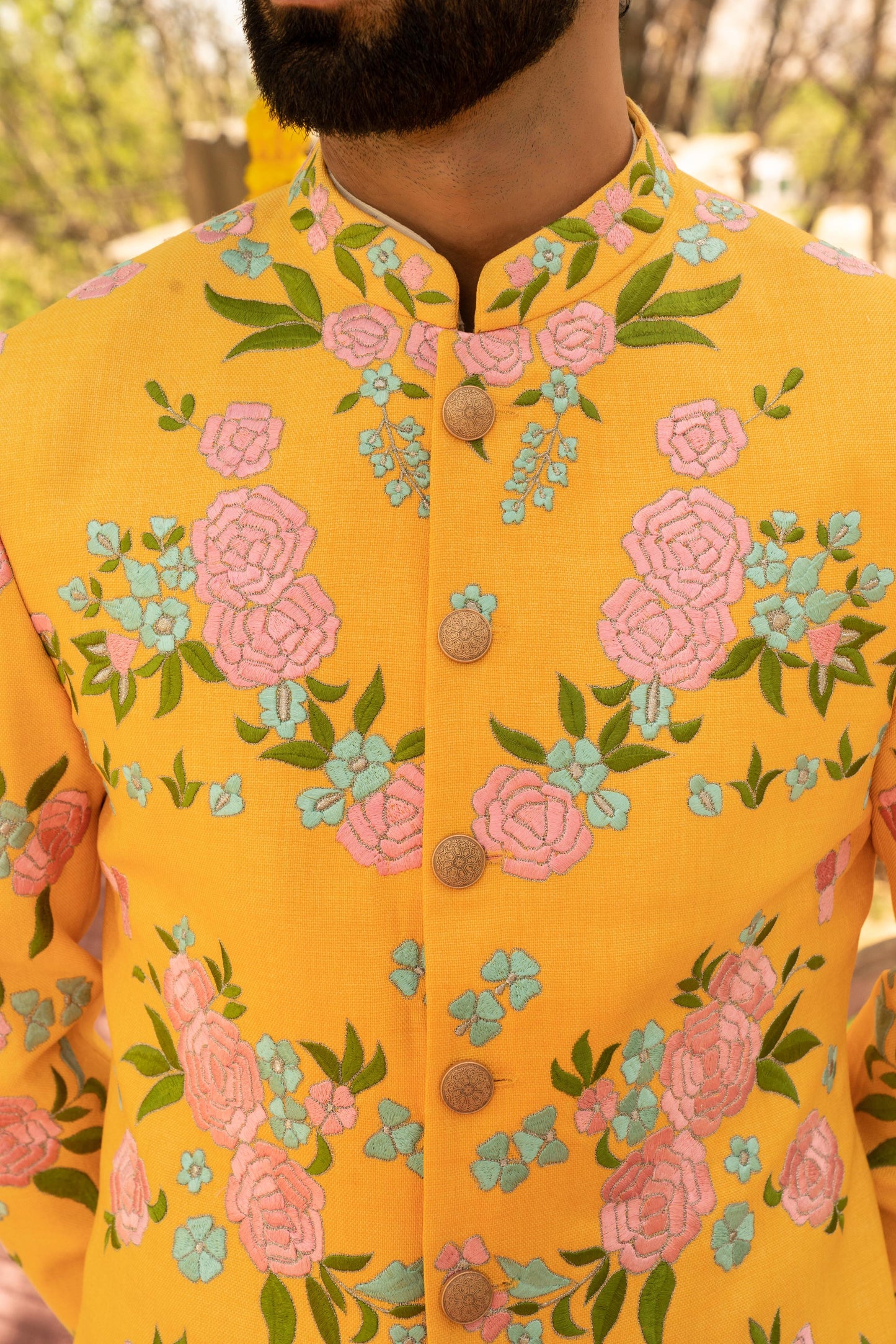 Whimsical Dandelion Pineapple Indowestern Kurta Set