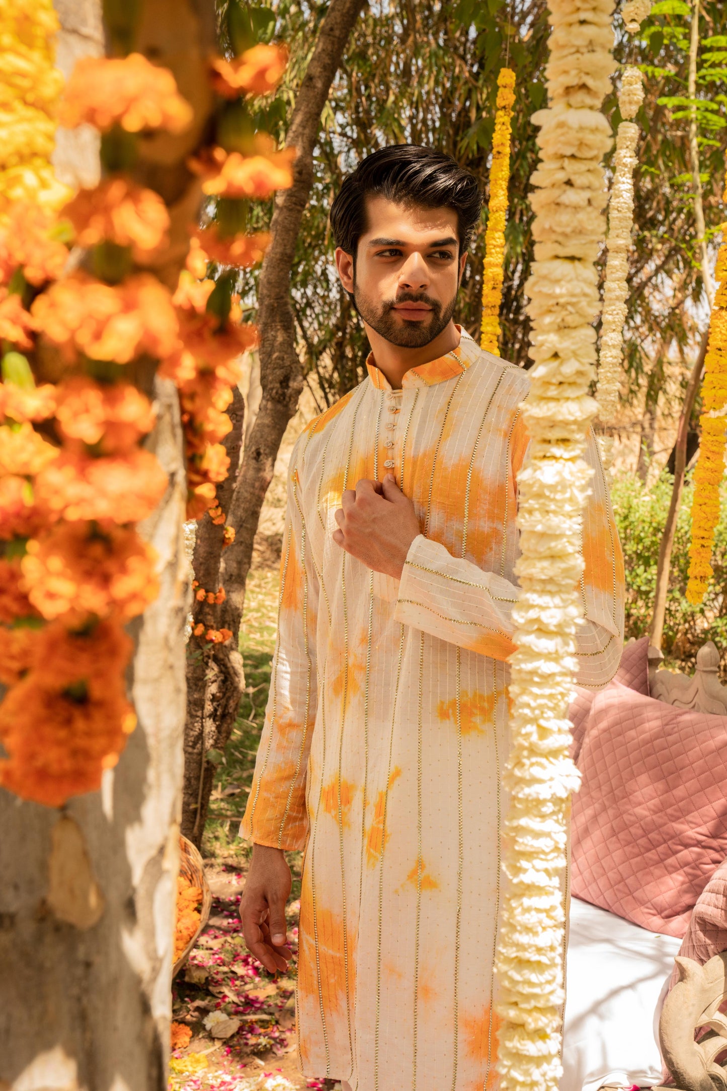 Elegant Hazelnut Gota Line Kurta