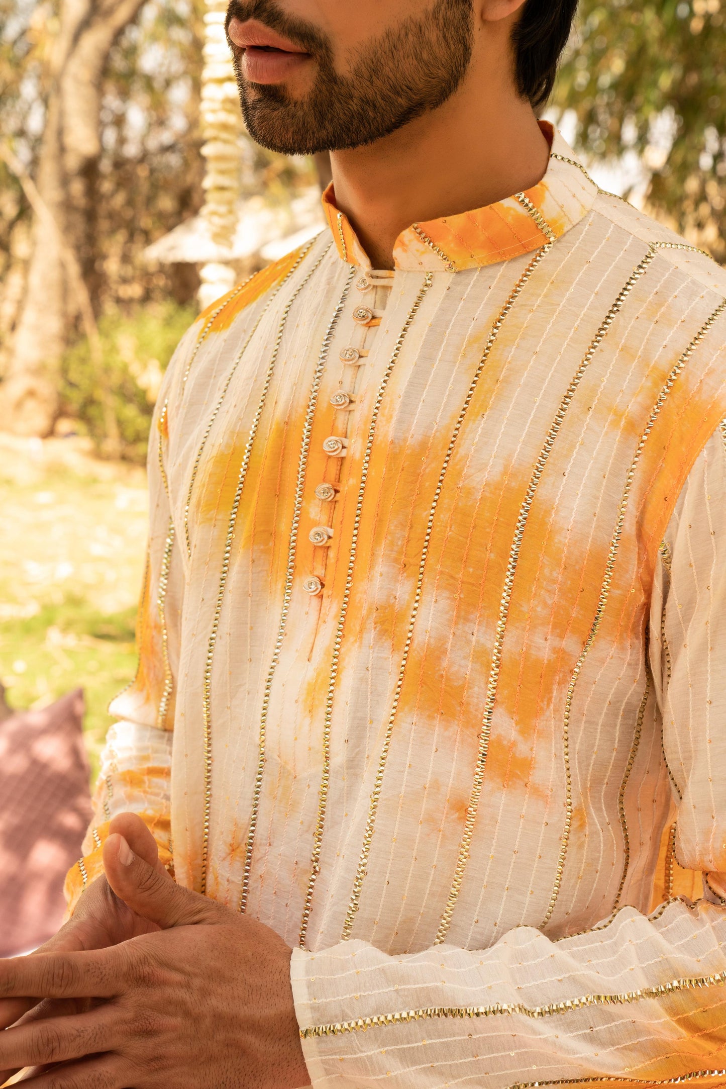 Elegant Hazelnut Gota Line Kurta