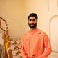 Vibrant Salmon Orange Crystal Mirror Kurta Set