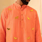 Vibrant Salmon Orange Crystal Mirror Kurta Set