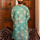 Serene Jade Blue Batik Kurta