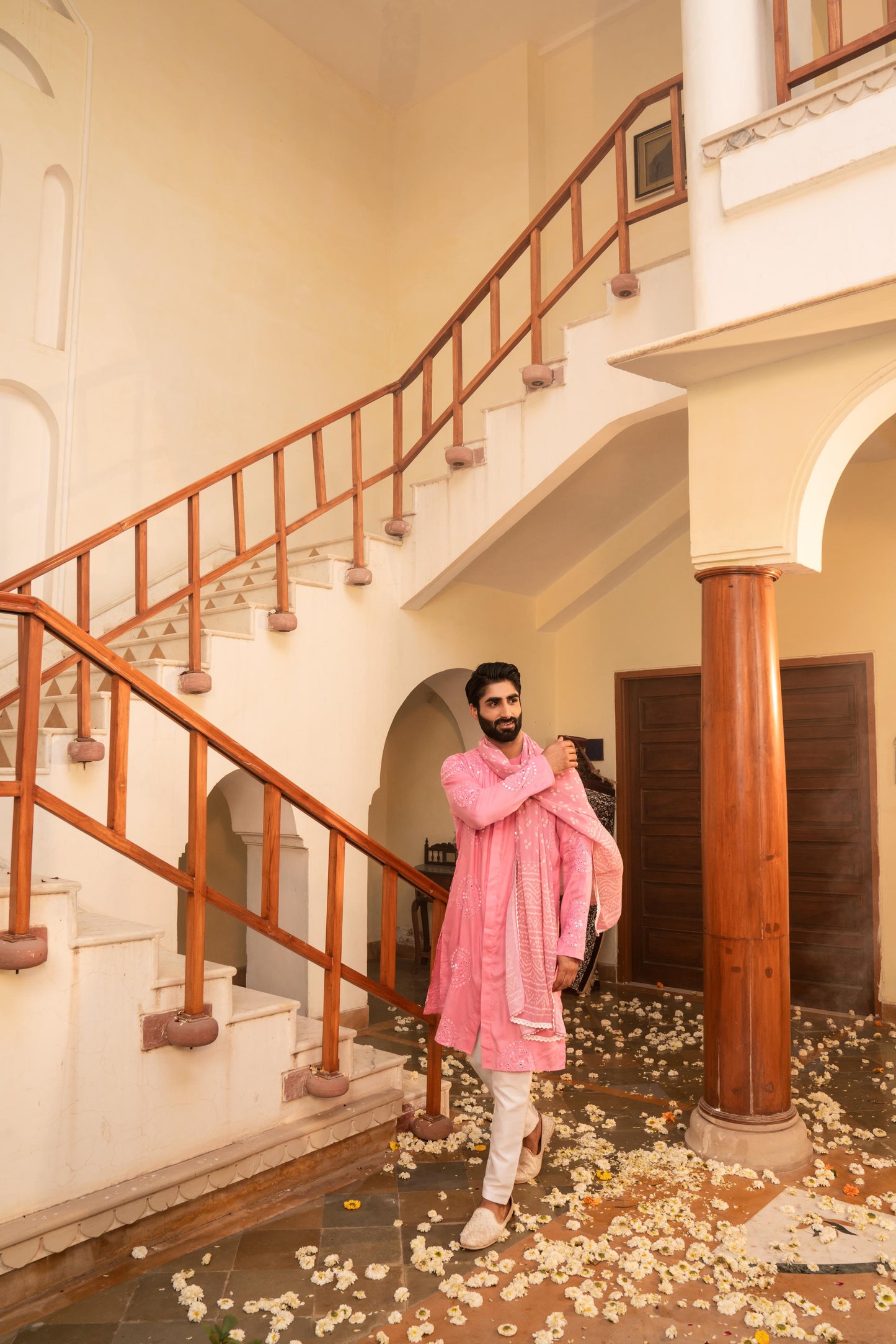 Dazzling Flamingo Pink Mirror Foil Kurta Set