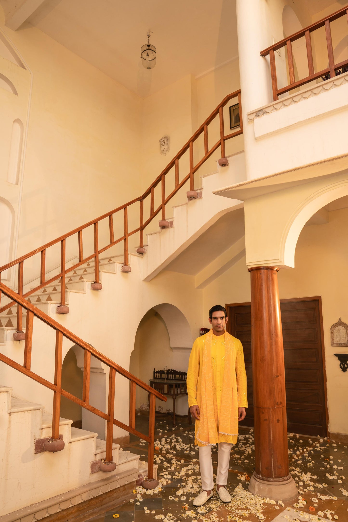 Radiant Google Yellow Mirror Foil Kurta Set