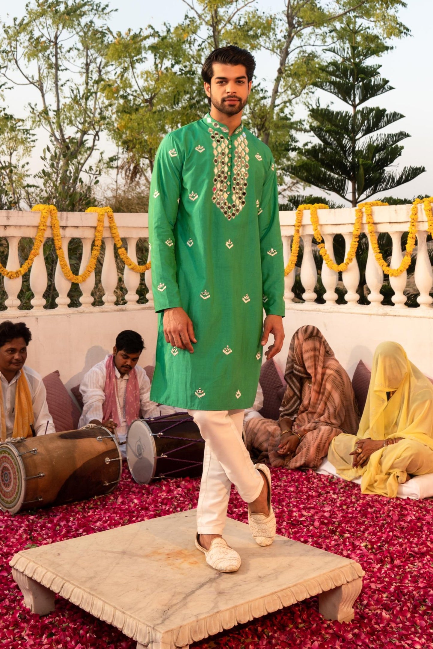 Regal Emerald Green Kanch Kurta